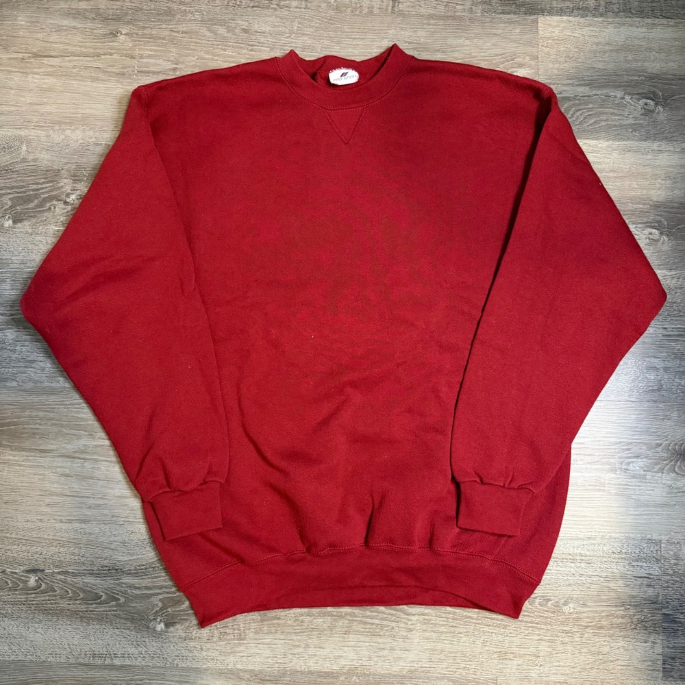 Vintage 90s Pro Spirit Mens Red Crewneck Sweatshirt V-Stitch Fleece Pullover XL